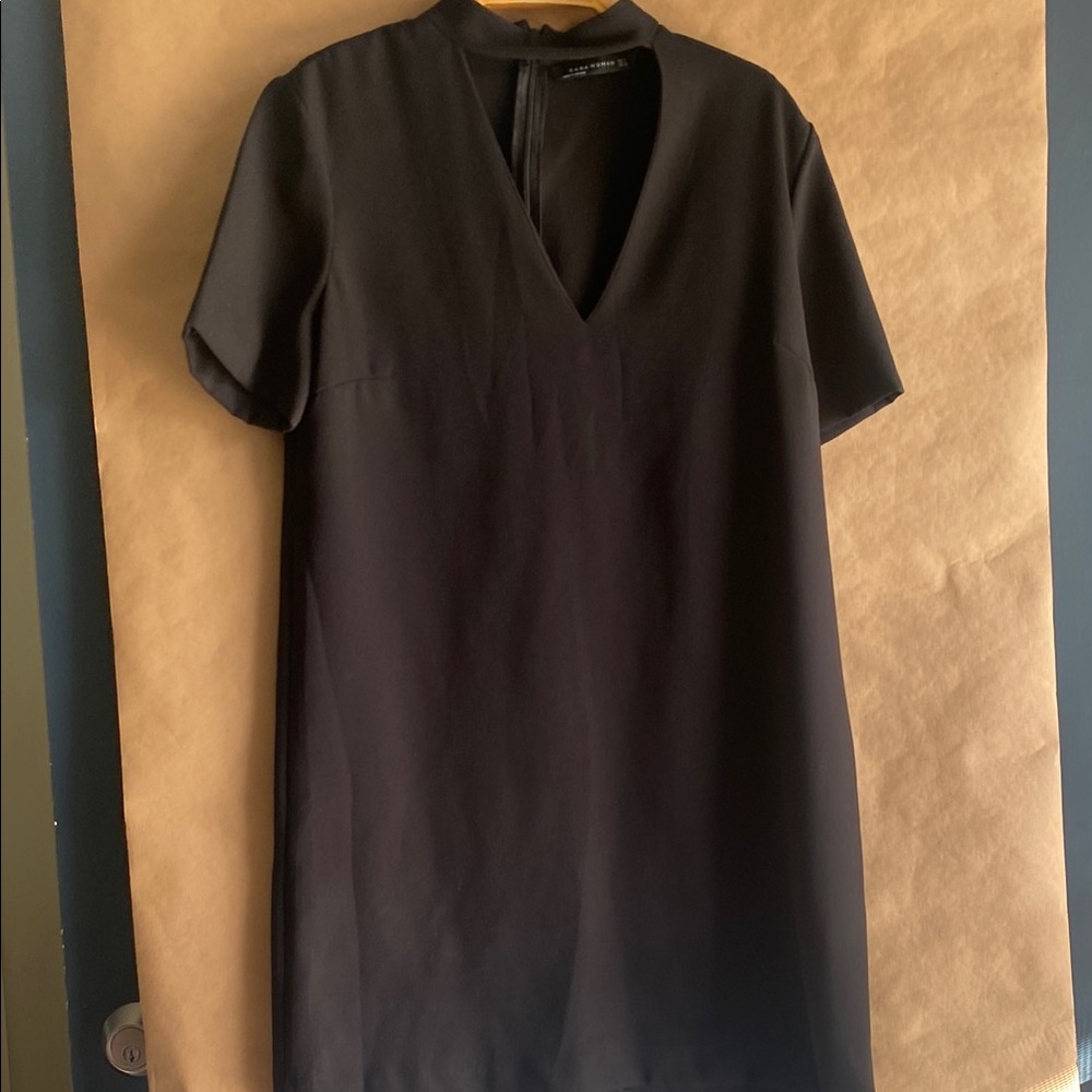 Zara Casual Short Sleeve Shift Crew Neck Mini Dress